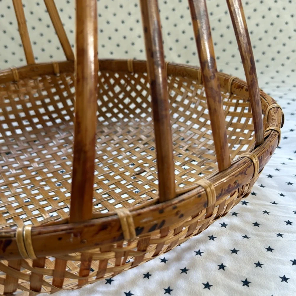 Vintage Republic of China Rattan / Bamboo / Reed Fishing Basket Excellent Cond